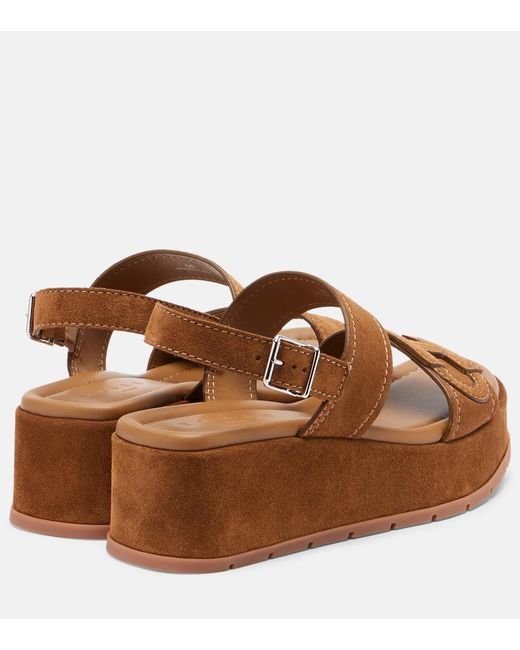 Hogan Brown H703 Suede Platform Sandals