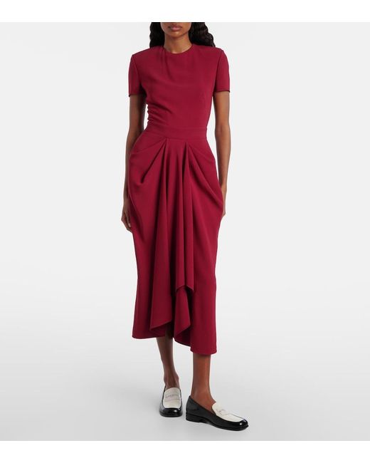 Givenchy Red Asymmetrical Draped Midi Dress