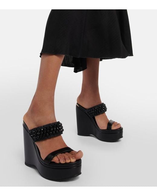 Jimmy Choo Black Amoure Wedge 130 Leather Sandals