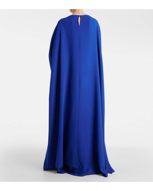 Vestido de fiesta de seda con capa Valentino de color Blue