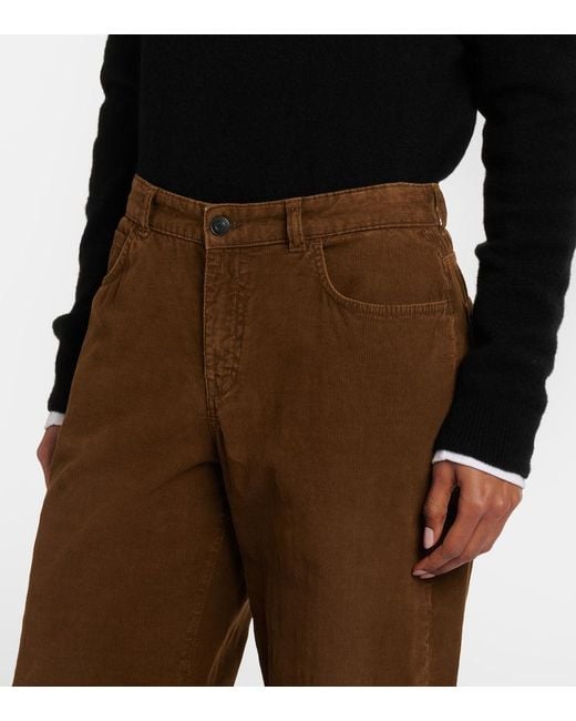 The Row Brown Eglitta Cotton Corduroy Wide-Leg Pants