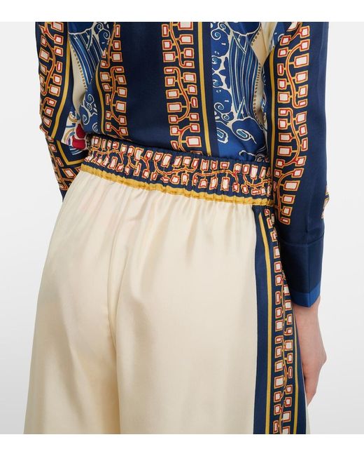 LaDoubleJ Blue Printed Silk Palazzo Pants