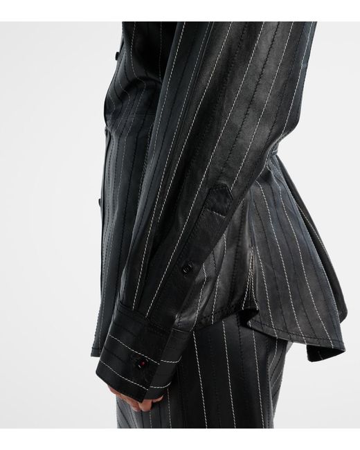 Victoria Beckham Black Belted Leather Jacket