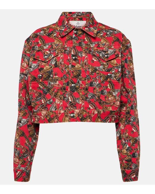 Vivienne Westwood Red Printed Cropped Denim Jacket