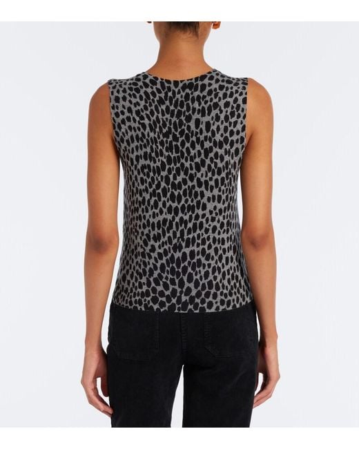 Nili Lotan Black Nessa Leopard-Print Cashmere Top