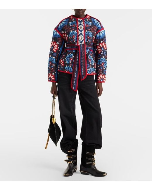 Farm Rio Blue Jacke Latina Scarf Aus Baumwolle