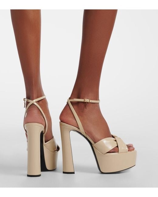 Saint Laurent Metallic Franciane Leather Platform Sandals