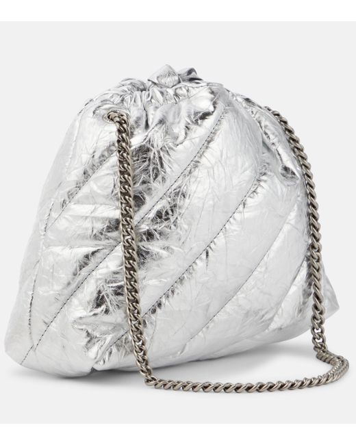 Balenciaga White Crush Mini Metallic Leather Crossbody Bag