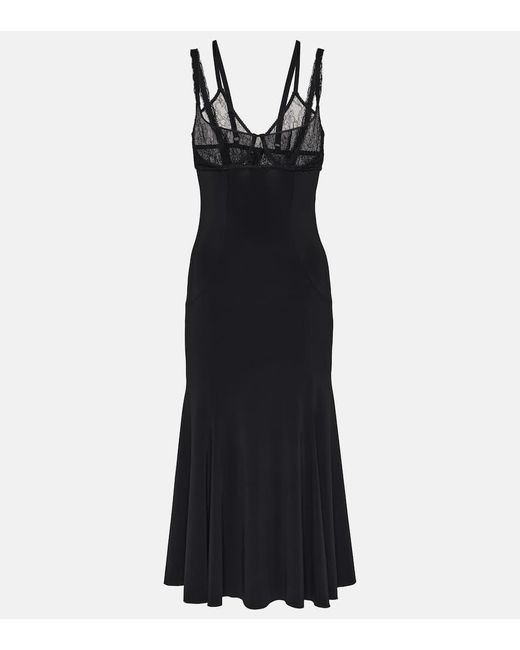 Dolce & Gabbana Black Lace-trimmed Bustier Midi Dress