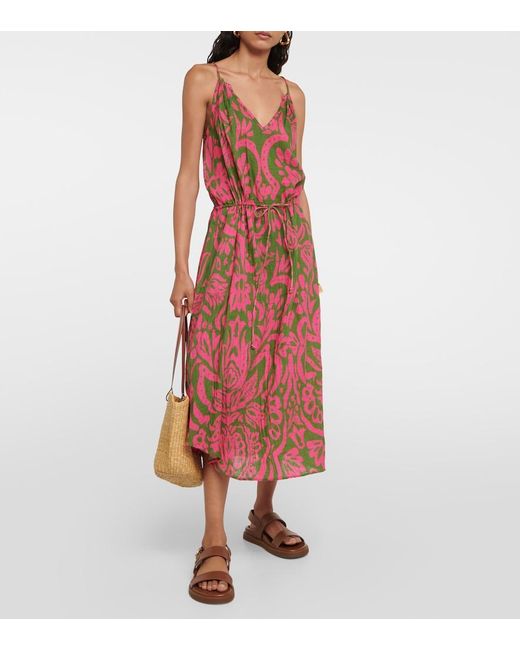 Velvet Red Sasha Printed Cotton Gauze Midi Dress