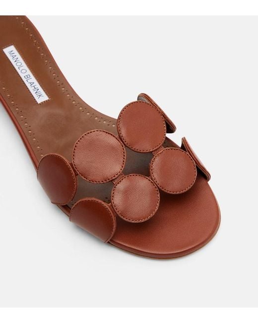 Manolo Blahnik Brown Haribalmuflat Leather Slides