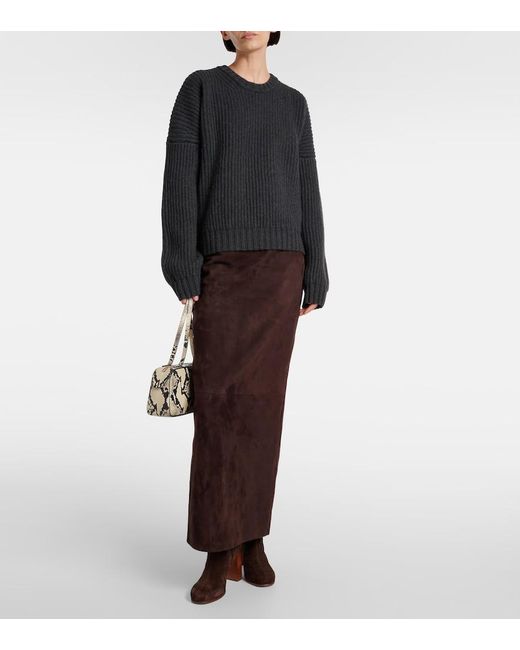 Khaite Black Manuela Ribbed-Knit Cashmere Sweater