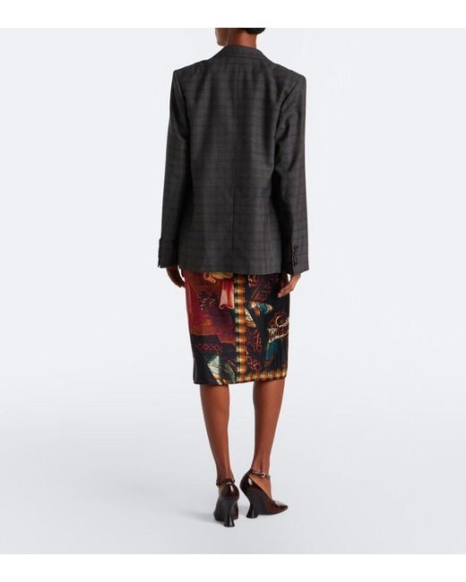 Dries Van Noten Black Printed Silk Wrap Skirt