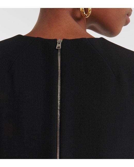Victoria Beckham Fitted T-Shirt Crepe Midi Dress in Black | Lyst