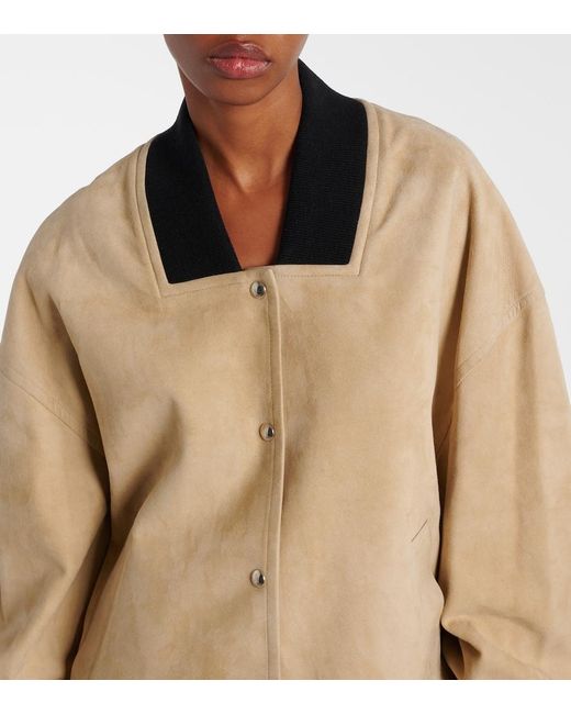 Khaite Natural Spence Suede Bomber Jacket