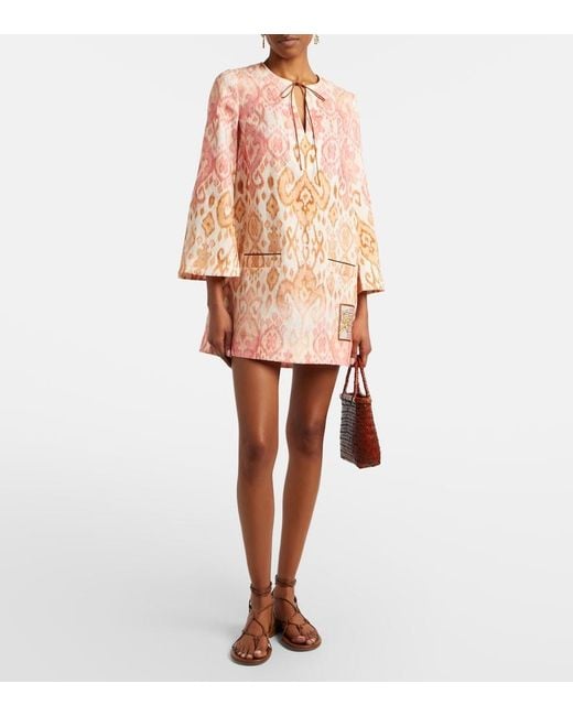 Zimmermann Pink Aster Printed Linen Beach Dress