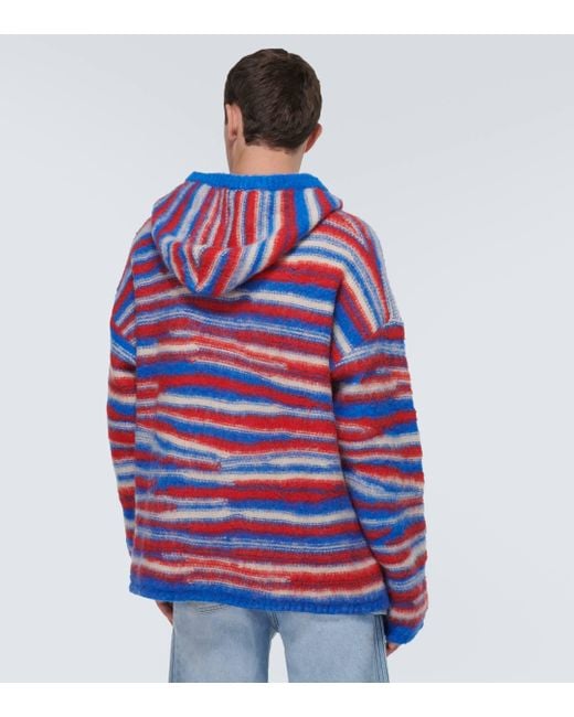 ERL Red Gradient Knitted Oversized Hoodie for men