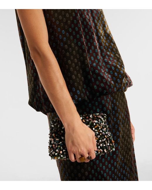 Dries Van Noten Black Printed Satin Maxi Dress