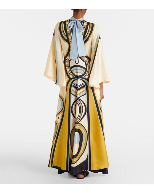 LaDoubleJ Metallic Magnifico Printed Silk Twill Maxi Dress