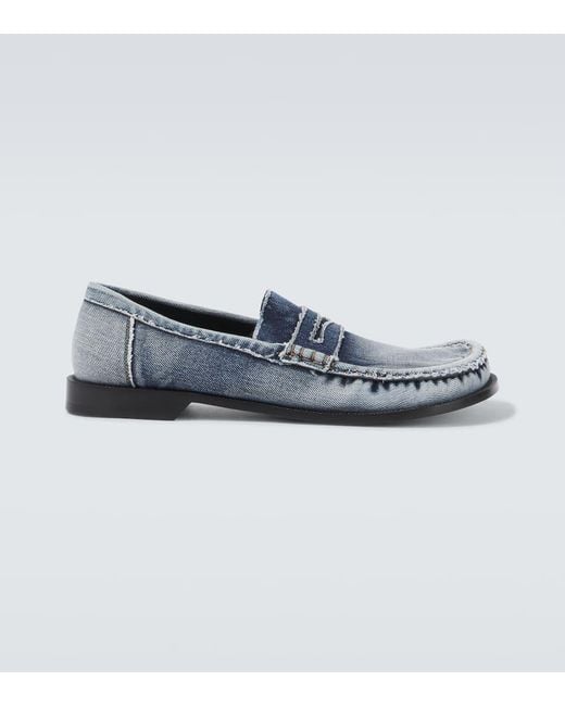 Loewe Blue Campo Denim Penny Loafers for men