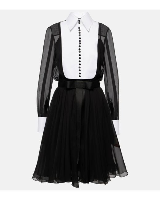Dolce & Gabbana Black Silk And Cotton-blend Midi Dress