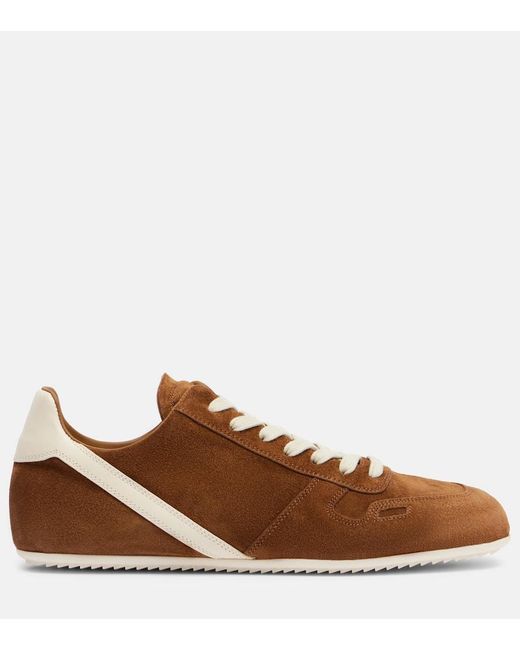 Rick Owens Brown Minimal Suede Sneakers