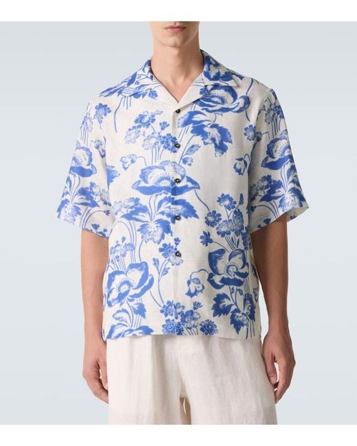 Camicia Bowling di Commas in Blue da Uomo