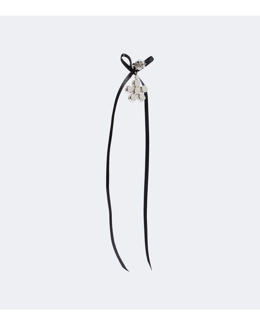 Simone Rocha White Bow-Detail Crystal-Embellished Drop Earrings