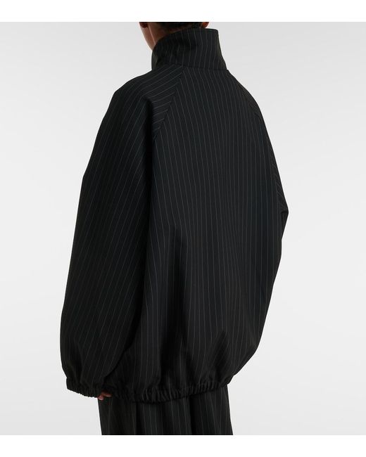 Frankie Shop Black Baxter Oversized Pinstripe Blouson Jacket