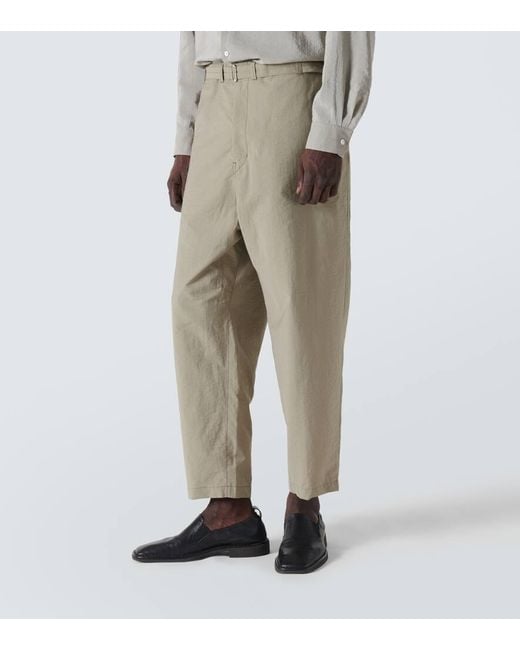 Pantalones tapered de mezcla de algodon Lemaire de hombre de color Natural