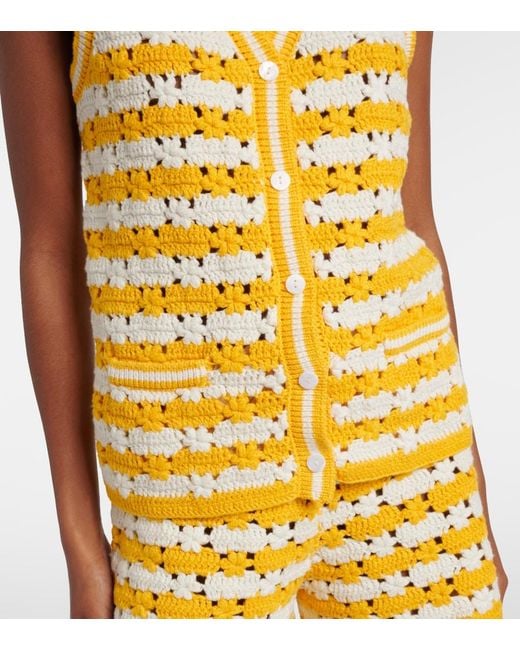 The Upside Yellow Goldie Watson Cotton Crochet Vest