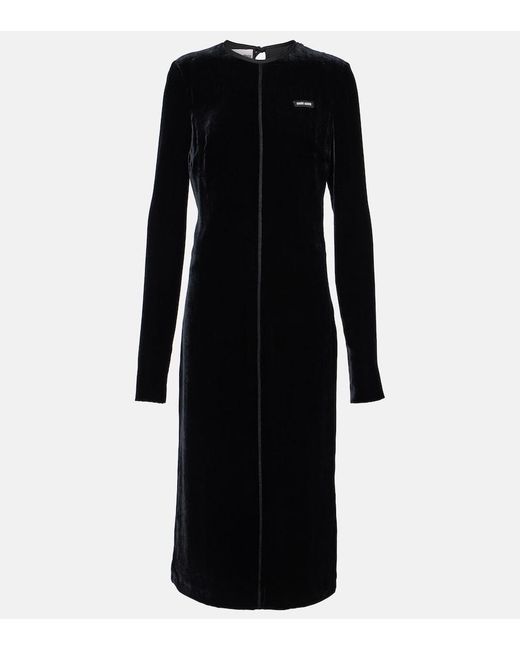 Miu Miu Black Satin Midi Dress