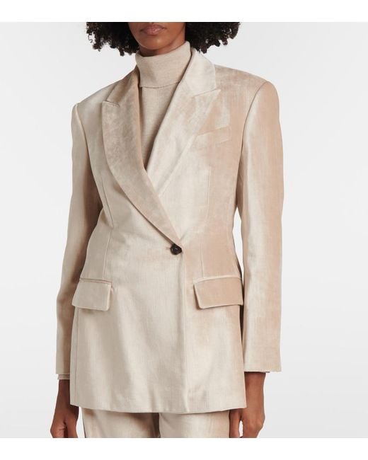 Brunello Cucinelli Natural Cotton-Blend Velvet Blazer