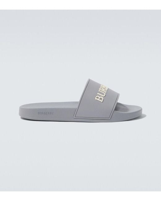 Burberry Gray Logo Slides for men