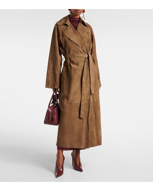 Magda Butrym Natural Suede Wrap Coat