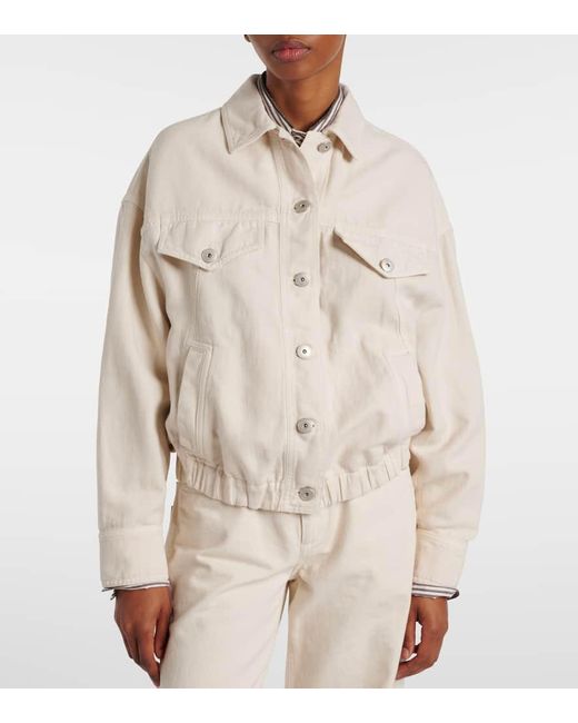 Brunello Cucinelli Natural Jacke Monili Aus Baumwolle Und Leinen