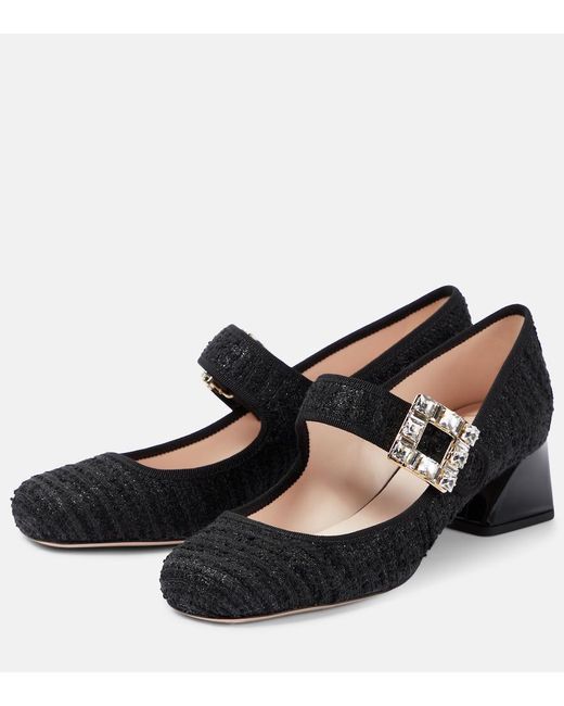 Roger Vivier Black Tres Vivier Embellished Mary Jane Pumps