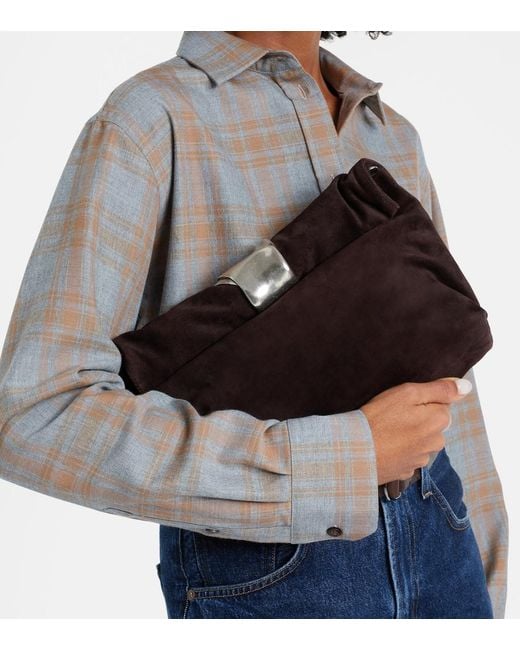 Staud Black Cuff Suede Clutch