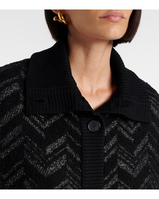 Missoni Black Zigzag-Woven Lurex-Detailed Cardigan