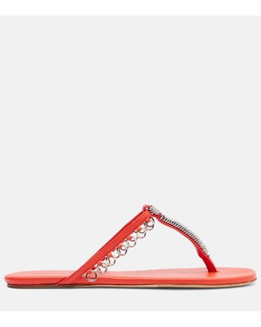 Christopher Esber Red Pierced Embellished Leather Thong Sandals