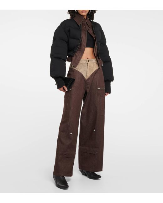 Pantalon cargo ample a taille haute en coton DIDU en coloris Brown