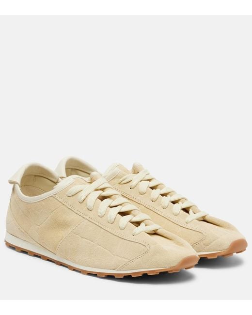 Jacquemus Natural Tennis Croc-Effect Suede Sneakers