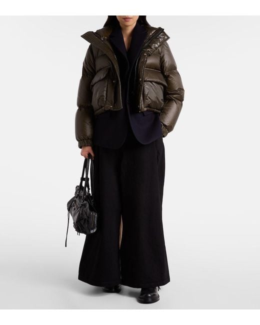 Sacai Black Layered Wool-Trimmed Down Jacket