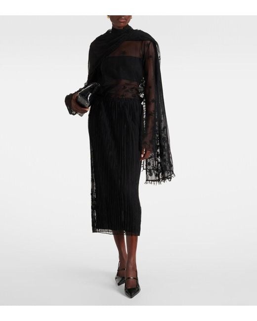 Totême  Gray Embroidered Tulle Blouse