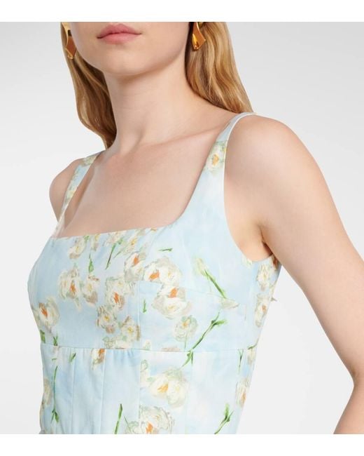 Emilia Wickstead Blue Midikleid Mona Aus Baumwolle