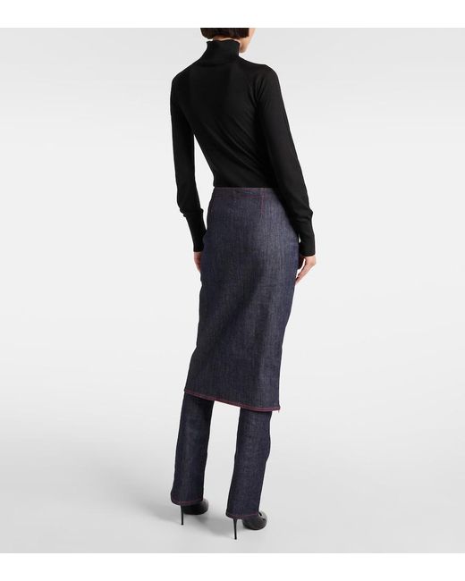 Alaïa Blue Denim Skirt Pants
