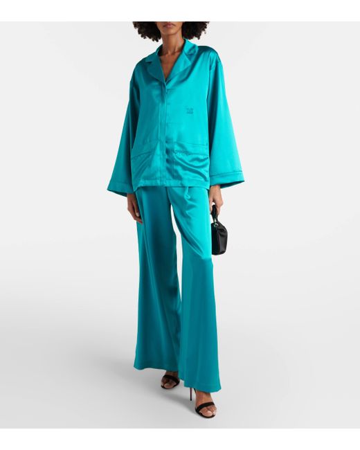 Chemise de pyjama Elegante Vasaio en soie Max Mara en coloris Blue
