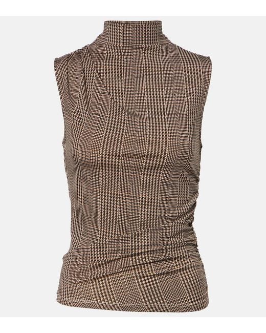 Veronica Beard Brown Mylie Houndstooth Jersey Top