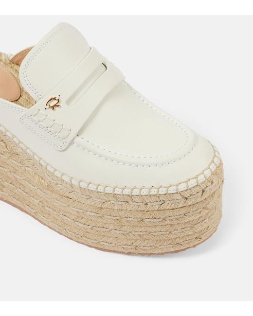 Gianvito Rossi White Leather Espadrille Wedges