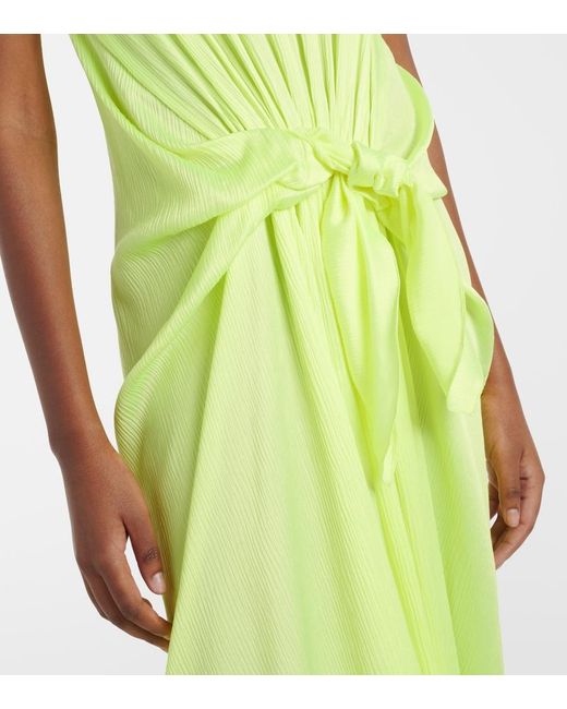 J.W. Anderson Green Gathered Silk Midi Dress